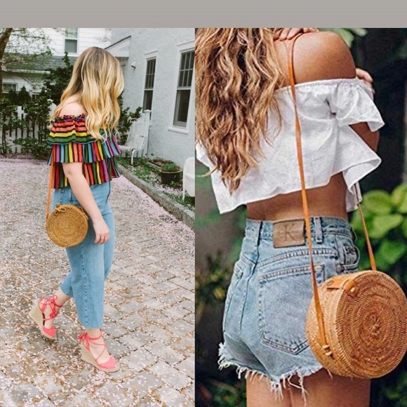 Rattan straw round bag - Picture 3 of 8